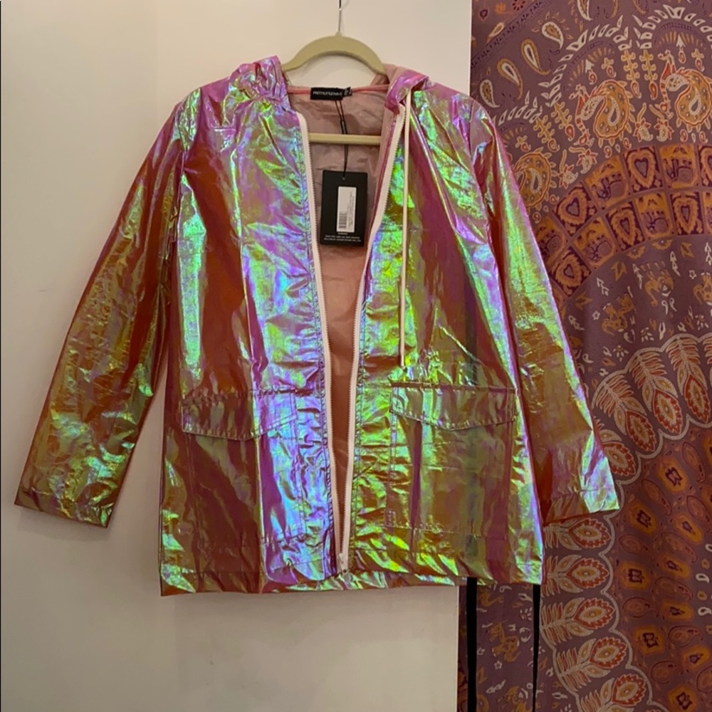 Pink Holographic Rain Coat